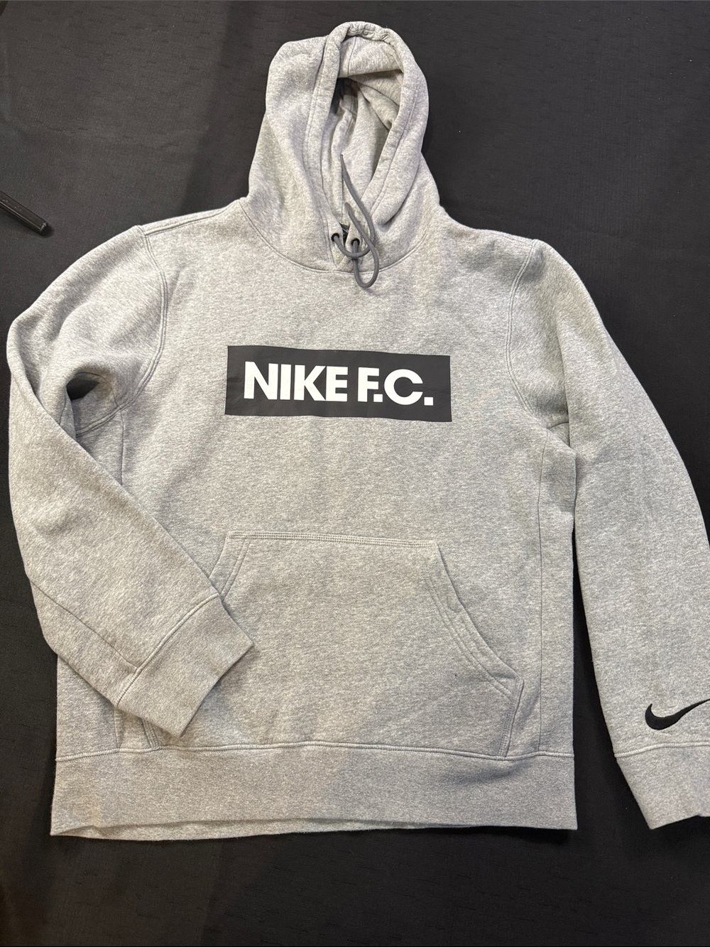 Nike Men’s Gray Crewneck Hoodie with Black NIKE F.C. Logo